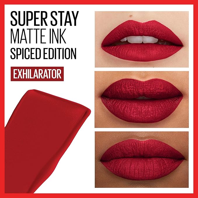 MAYBELLINE Super Stay Matte Ink Liquid Lipstick Bundle with Long Lasting High Impact Color, Up to 16H Wear, 1 Count Each in Shades Founder and Exhilarator