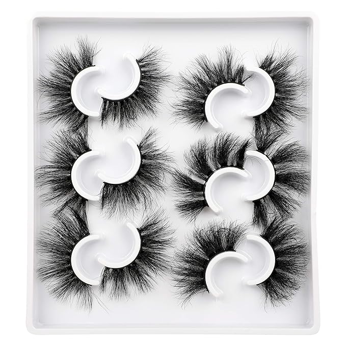Mink Lashes Fluffy Eyelashes Dramatic Long Wispy Fake Eyelashes Thick 6 Styles Mixed Luxury Russian Strip D Curl False lashes Soft Handmade Reusable Lashes Pack