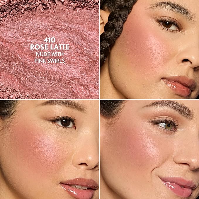 COVERGIRL TruBlend Skin Enhancer Baked Luminous Blush, with Hyaluronic Acid & White Rose Extract, Blends Seamlessly - Rose Latte (Nude with Pink Swirls)