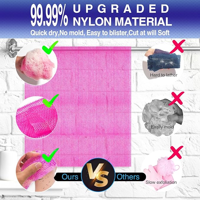 African Net Sponge Set (1PCS) - Exfoliating Tool for Face & Body, Travel-Sized & Compact, Durable, Mild Exfoliation for Men & Women's Daily Use(Pink)