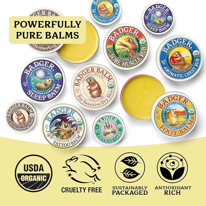 Badger Cuticle Cream, Deep Hydration for Dry, Cracked Cuticles & Hangnails, 100% Organic Cuticle Balm with Rich Shea Butter for Strong, Healthy Nails, Non-Greasy Cuticle Oil, .75oz Tin