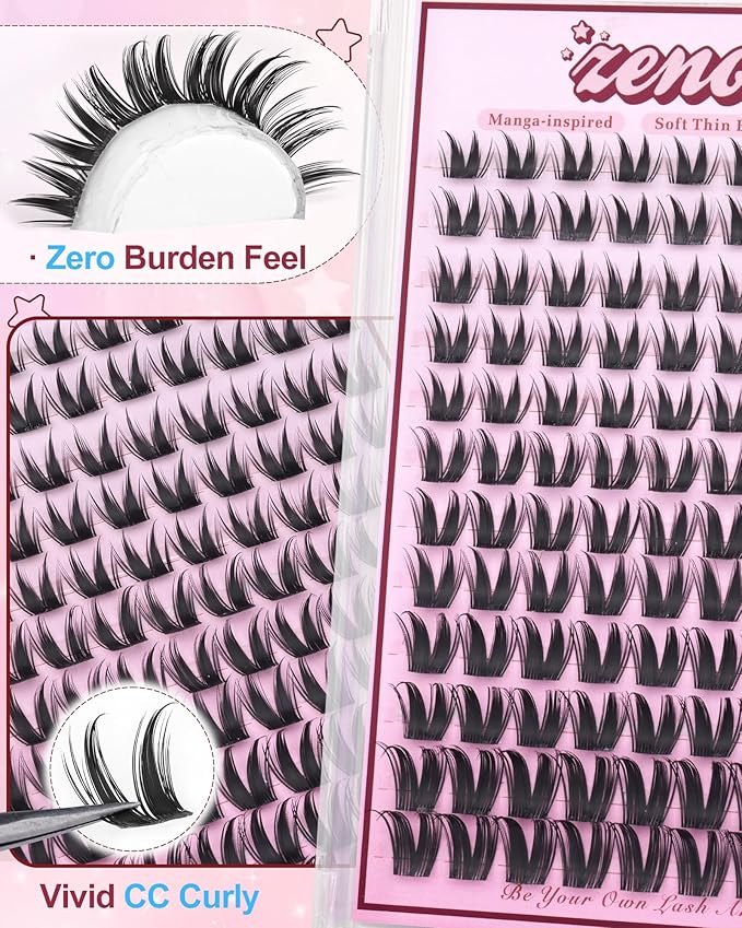 Bunny Lash Clusters Manga Eyelash Clusters Wispy Cluster Eyelash Extensions Anime Fairy Individual Lashes Cluster with Spikes Wet Look Lash Extensions 8-16mm by zenotti