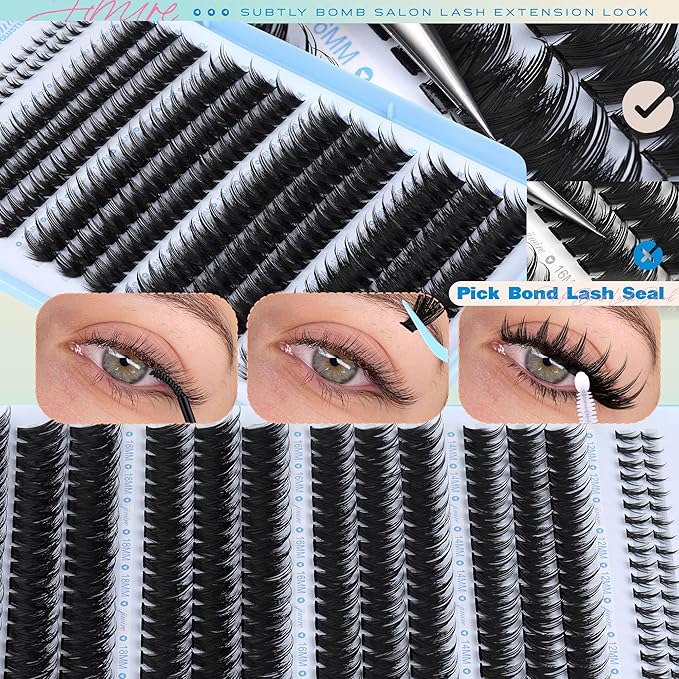 Lash Clusters Wispy 120D Manga Lash Clusters with Lash Spikes 12-18MM D Curly Long Eyelash Clusters Wispy Cluster Eyelash Extensions with Bottom Lashes Anime Individual Lashes Extensions by JIMIRE