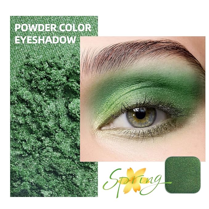 Emerald Green Metallic Eyeshadow Refill Pan – Pearl Shimmer Single Eyeshadow for Magnetic Makeup Palettes, Smooth Blendable Longwear Formula (Green Glimmer)