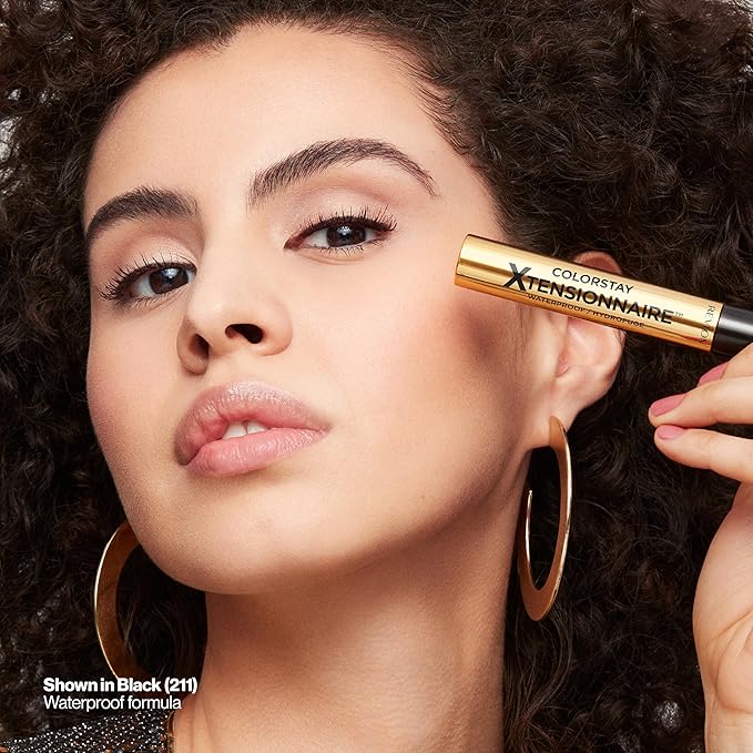 Revlon ColorStay Xtensionnaire Lengthening Lash Serum and Mascara In One, Tapered Brush for 2X Longer Looking Eyelashes, Infused with Pro Vitamin B5, Smudge-Proof, 211 Black Waterproof