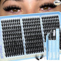 Lash Clusters Kit Manga Eyelash Clusters 300Pcs Wispy Lash Extension Kit with Bond and Seal Lash Glue 12-20MM D Curly Natural Lashes Clusters with Spikes by JIMIRE