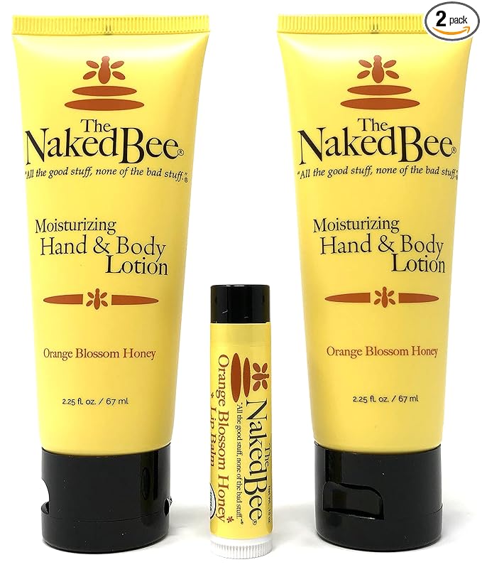 The Naked Bee Orange Blossom Honey Lotion and Lip Balm Set, Hydrating, Moisturizing, and Natural Skin Care Products Cruelty Free