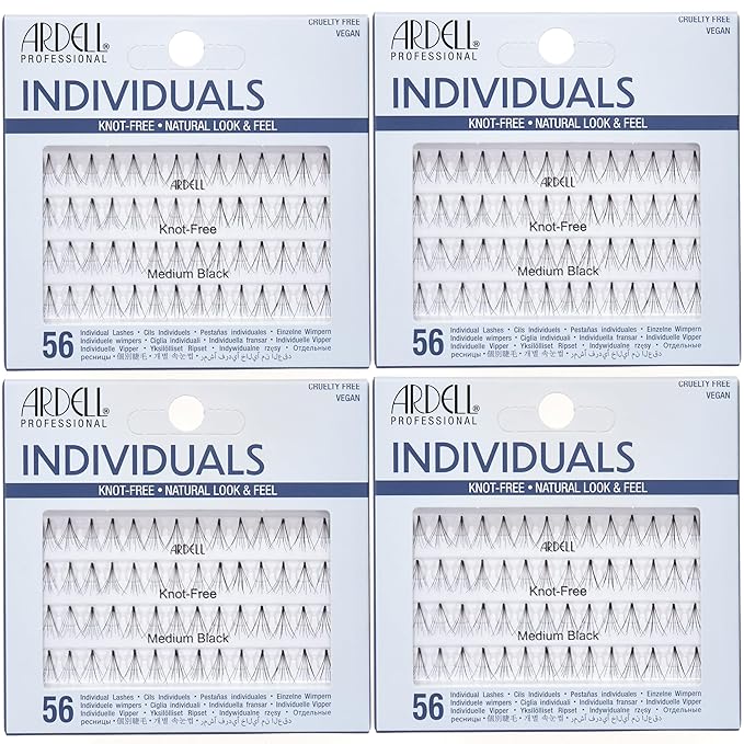 Ardell Individuals False Eye Lashes - Medium Black, DIY Lash Clusters, Lash Band, Long-Lasting Eyelash Extensions, 4 Pack