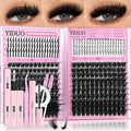 YIDUO Lashes Clusters Kit 200D+300D+Spikes+Bottom Cluster Lash Extensions Kit with Lash Bond and Seal |Tweezers |Removers |Eyebrow Brush (200D+300D-10-18MIX Thick Kit)