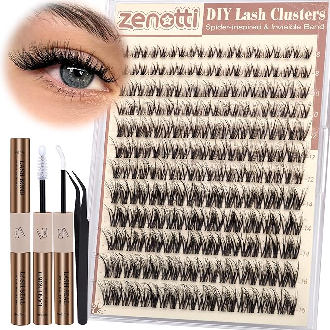 Spider Lash Clusters Kit Breeze Wispy Eyelash Clusters Kit Natural Venus Cluster Eyelash Extensions D Curl Invisible Band Fluffy Individual Lashes Salon Look for Daily Work&Parties 8-16mm by zenotti