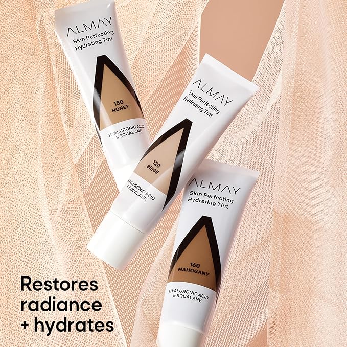 Almay Hydrating Liquid Foundation Tint, Lightweight with Light Coverage, Naturally Dewy Finish, Hypoallergenic, Dermatologist TestedFragrance Free, 140 Tan, 0.94 fl oz. (Pack of 2)