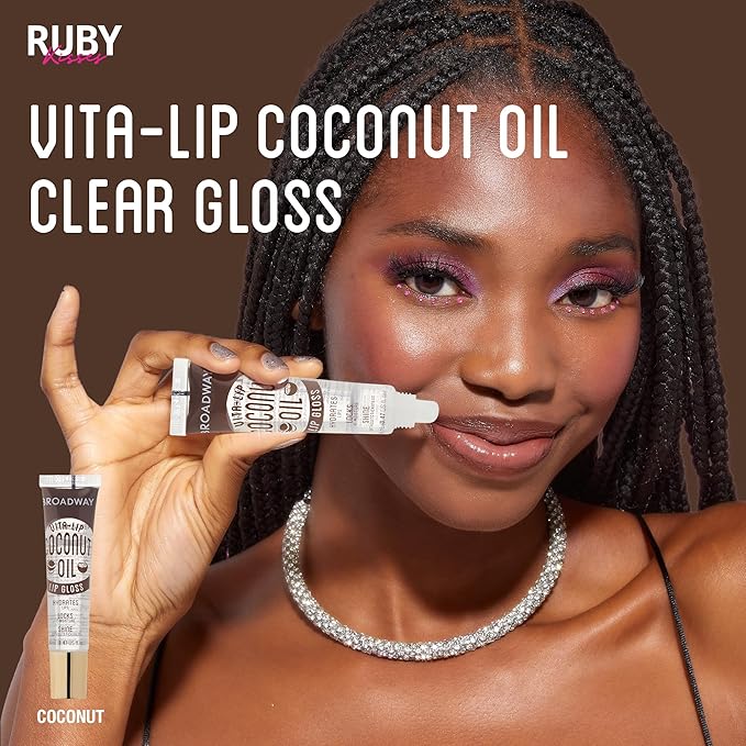 Ruby Kisses Broadway Vita-Lip Clear Lip Gloss (Coconut Oil 48 Pack), Ultra-Hydrating & Soothing Formula with Vitamin Oils, High-Shine Non-Sticky Finish, Healing Glossy Lip Balm Locks in Moisture