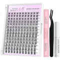 VEYESBEAUTY Lash Clusters Kit Eyelash Extensions Thin & Invisible Band DIY Individual False Eyelashes Newbie's Five-Second Series Lash Tray for Self-application, Sylph Lashes 8-18mm Mixed Length