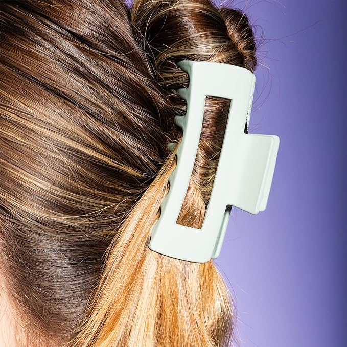 Gimme Beauty XL Thick Hair - X-Long Hair Holds More - Velvet-Like Finish Clip for All Lock Types - Non-Slip, Firm-Hold Daily Wear Accessory - Essential, Retractable Clip - Sage/Tan, 2 Pack