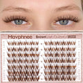 Brown Lash Clusters 10-12-14MM Natural Wispy Eyelash Extensions Airy Fluffy Spider Lash Extension with C-Curly & Ultra-Fine Clear Band for Everyday Wear, Beginer-Friendly