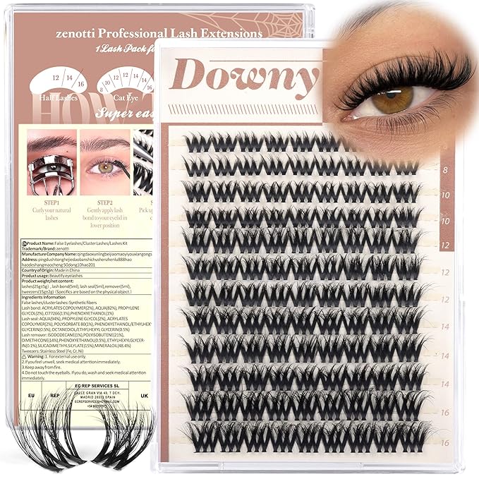 Downy Lash Clusters Fluffy Volume Eyelash Clusters Wispy Cluster Eyelash Extensions Flaunt Mink Lash Extensions with Invisible Band D Curly Individual Lashes 8-16mm DIY Lashes for Flawless Look