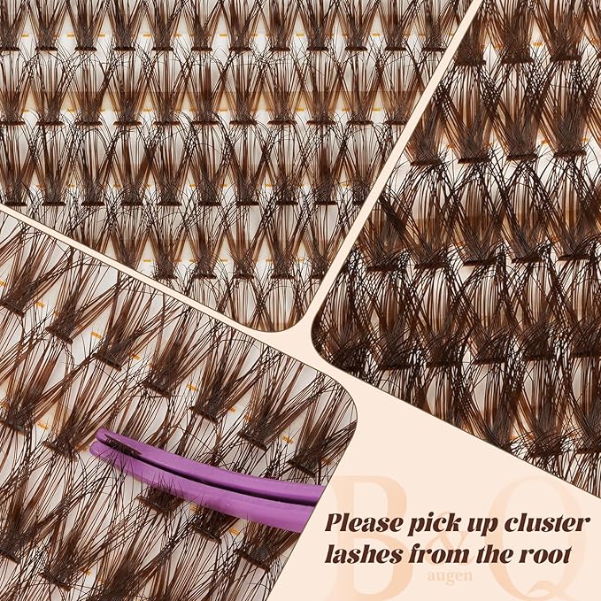 B&Q Mocha Brown Lash Clusters | 280 Pcs Brown Wispy & Natural Eyelash Clusters for Beginner DIY, Complete Lash Extension with Beauty, Fake Eyelashes for Natural Look（40D+50D 9-16mm)