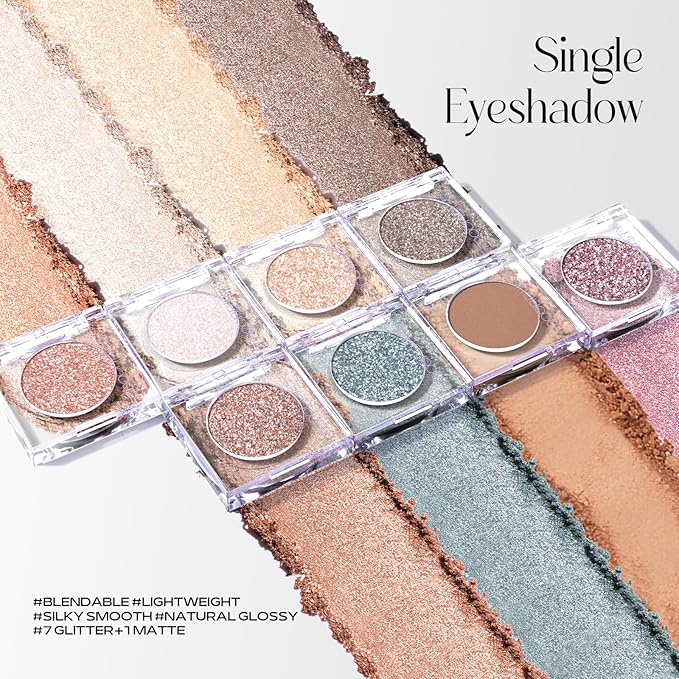 KYDA Single Glitter Eyeshadow, Soft Pink Pearl Glow Eyeshadow, Lasting Blendable Shimmer Eyes Shadow, Sparkling Eyes Glitter, Soft Buildable Glossy Color, Wet Look Effect, Pink Siren