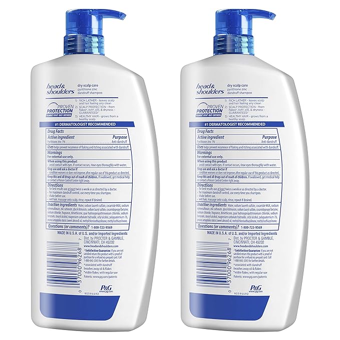 Head & Shoulders Anti-Dandruff Shampoo with 1% Pyrithione Zinc, Dry Scalp Care Shampoo, and Almond Oil for Itch and Dryness Relief, 32.1 fl oz Each (Pack of 4)