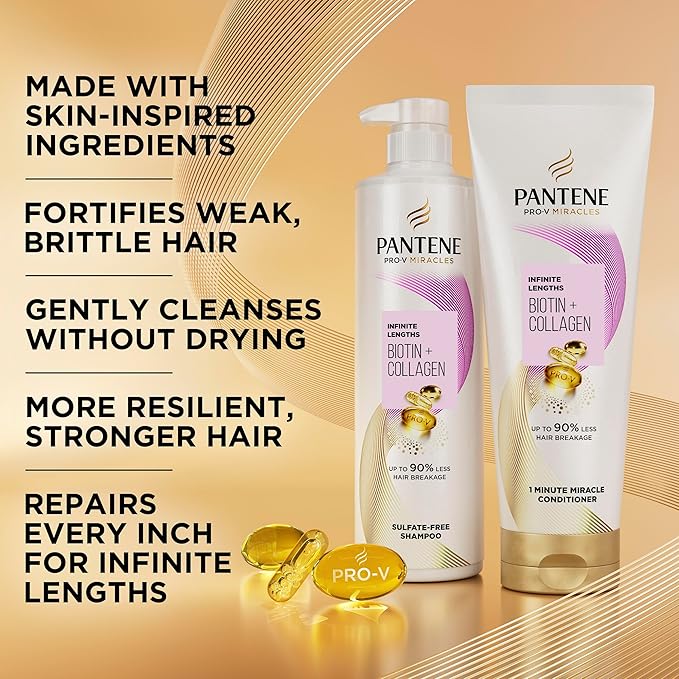 Pantene Pro-V Miracles Infinite Lengths Biotin + Collagen Sulfate-Free Shampoo 13.5 FL OZ