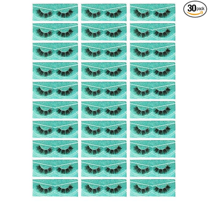 FARRED Wholesale Fluffy Dramatic Bulk Lashes 30 Pairs Pack Individual Box 16mm Volume Faux Mink Eyelash Thick 8D Fake Lash Short Natural Look Eyelashes (F06-30 pairs)