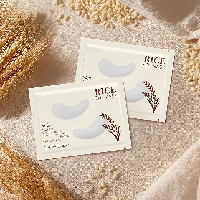 Rice Eye Mask, Under Eye Patches Collagen Pads for Puffy Eyes, Dark Circles, Bags and Wrinkles, Relieves Pressure and Reduces Wrinkles (5 Pairs)