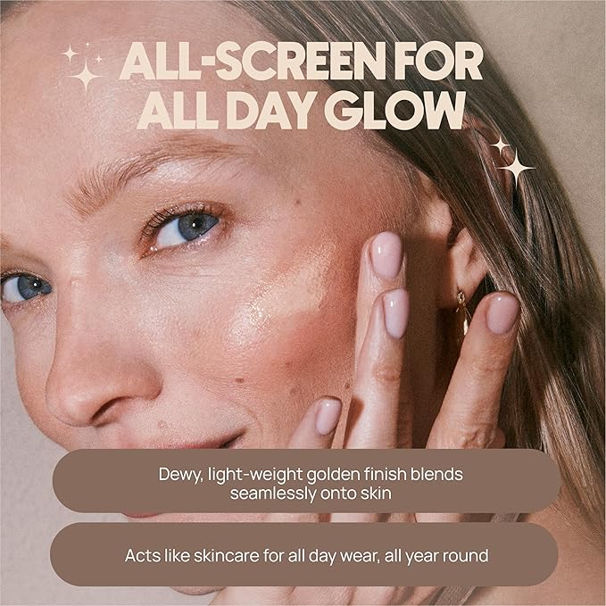 Dew Me | Tinted Mineral Sunscreen SPF 30 | Zinc Oxide Sunblock | Tinted Sunscreen For Face & Body | Golden Glow Dewy Finish | Dermatologist Developed Formula | Reef Safe Sunblock | 1.7oz
