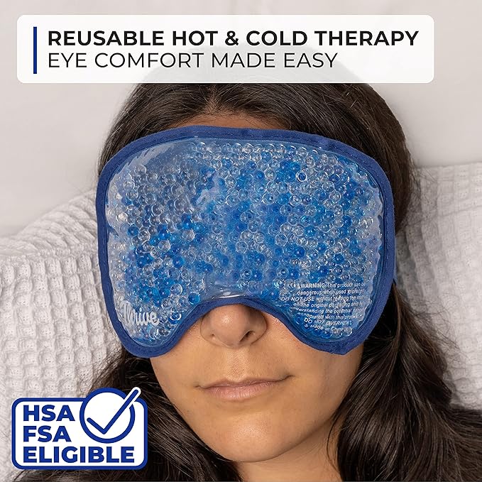 Thrive Gel Bead Eye Mask - Hot & Cold Therapy for Eye Care - Migraine Mask for Headache Relief - Face Ice Pack for Puffiness Relief - Blush, Pack of 1
