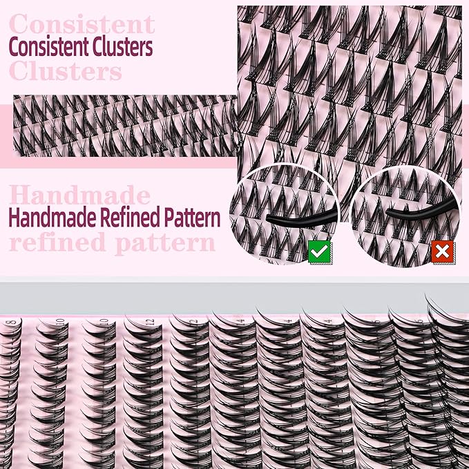 Uilulu Lash Cluster Kit 10-18mm Wispy Lash Clusters C Curl Eyelash Clusters, DIY Lash Extension Kit with Lash Bond & Seal, Lash Glue Remover, Lash Tweezers(U12 Lash Kit)