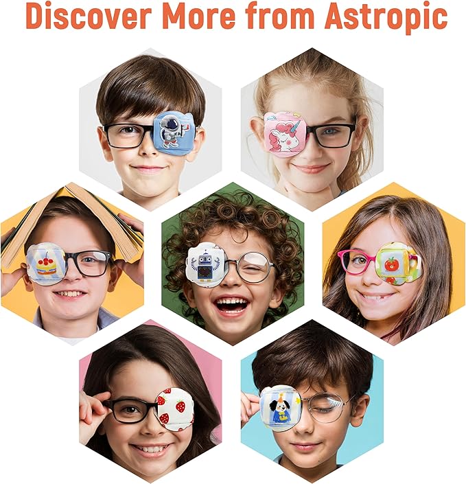Astropic 3D Cotton & Silk Eye Patch for Kids | Boys Eye Patch for Glasses | Medical Eyepatch for Children with Lazy Eye (Blue Robot, Right Eye)