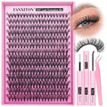 FANXITON DIY Lash Extension Kit 30D D Individual Lashes Lash Clusters Kit Cluster Lashes Lash Bond and Seal and Lash Tweezers for Lash Clusters Kit DIY at Home