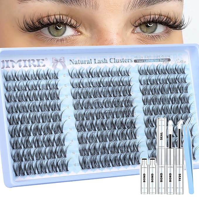 Spider Lash Clusters Kit Spider Lashes Clusters Wispy Fluffy Cluster Eyelash Extensions Kit Natural Look 10-16MM D Curl Manga Eyelash Clusters Kit with Lash Bond and Seal Breeze Lash Extensions Kit