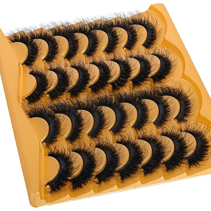 Lashes 18MM False Eyelashes Volume Faux Mink Lashes 14 Pairs Pack Dramatic Fake Eyelashes Wispy Cat-Eye Look Waterproof Strip Lashes That Look Like Extension, by TIMELYBS