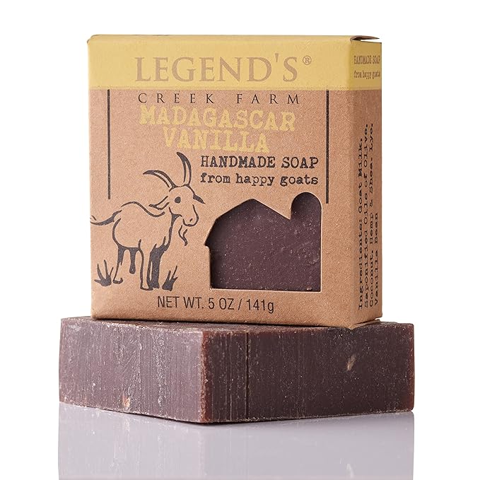 Legend's Creek Farm Goat Milk Soap - Cleansing Moisturizing Bar for Hands and Body - 5 Oz Creamy Lather, Nourishing, Gentle Natural Soap for Sensitive Skin (Madagascar Vanilla, Pack of 2)