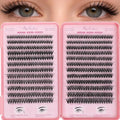 Manga Lash Clusters, 640 Pcs Eyelash Clusters Individual Lash Extension Kit D Curl Fluffy Wispy False Eyelashes Extensions Thin Band (40D+50D)