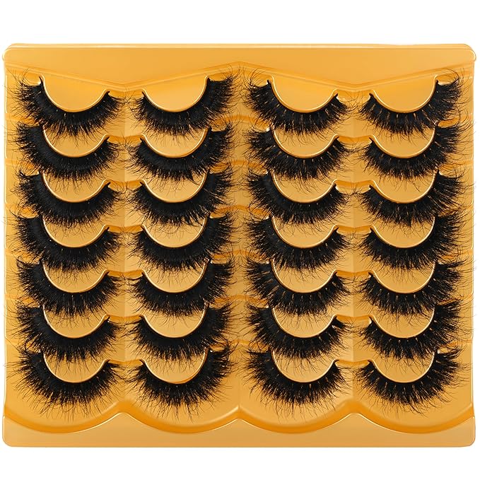 Lashes 18MM False Eyelashes Volume Faux Mink Lashes 14 Pairs Pack Dramatic Fake Eyelashes Wispy Cat-Eye Look Waterproof Strip Lashes That Look Like Extension, by TIMELYBS