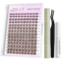 VEYESBEAUTY LuxeBold Brown Lash Clusters Kit Individual Lash Extensions Newbie's Five-Second DIY Dramatic Volume Eyelash Wispy Faux Mink Lash Mixed Length Tray with Bond & Seal, Applicator at Home