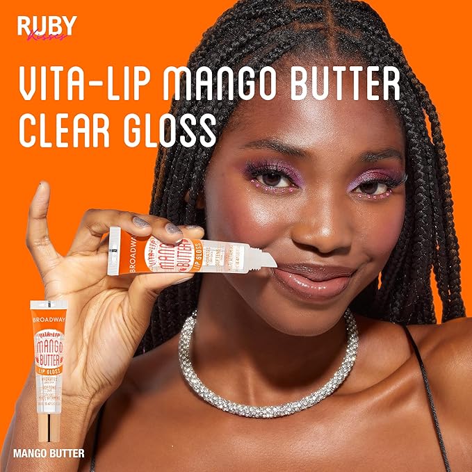 Ruby Kisses Broadway Vita-Lip Clear Lip Gloss (Mango Butter 48 Pack), Ultra-Hydrating & Soothing Formula with Multi-Vitamin Oils, High-Shine Non-Sticky Finish, Nourishing Glossy Lip Balm Softens Skin