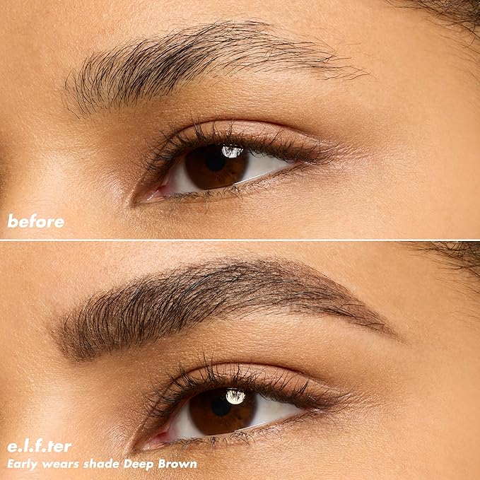 e.l.f. Micro-Fine Brow Pencil, Waterproof Brow Color & Spoolie For Shaping Brows & Creating A Feathered Natural-Looking Finish, Vegan & Cruelty-Free, Deep Brown