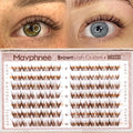 Brown Lash Clusters 8-10MM Short Natural Individual Eyelashes Wispy Fluffy Spider Cluster Eyelash Extensions with C-Curly & Ultra-Fine Clear Band, Featherlight, "Less is More", Glasses-Friendly
