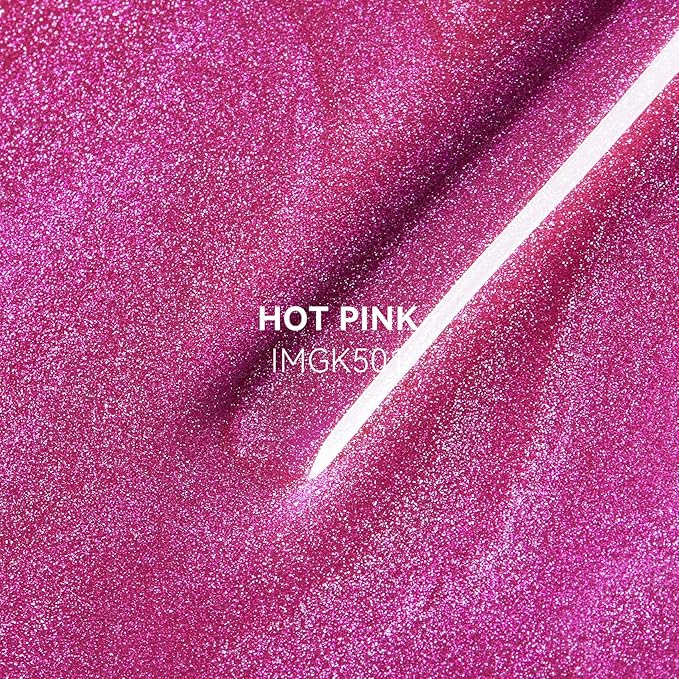 MAYCHAO 15ML Cat Eye Gel Nail Polish 1Pc Hot Pink Holographic Magnetic Gel Polish Soak off Nail Polish for Nail Art Manicure Salon DIY at Home, 0.5 OZ