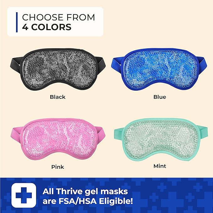 Thrive Gel Bead Eye Mask - Hot & Cold Therapy for Eye Care - Migraine Mask for Headache Relief - Face Ice Pack for Puffiness Relief - Blush, Pack of 1
