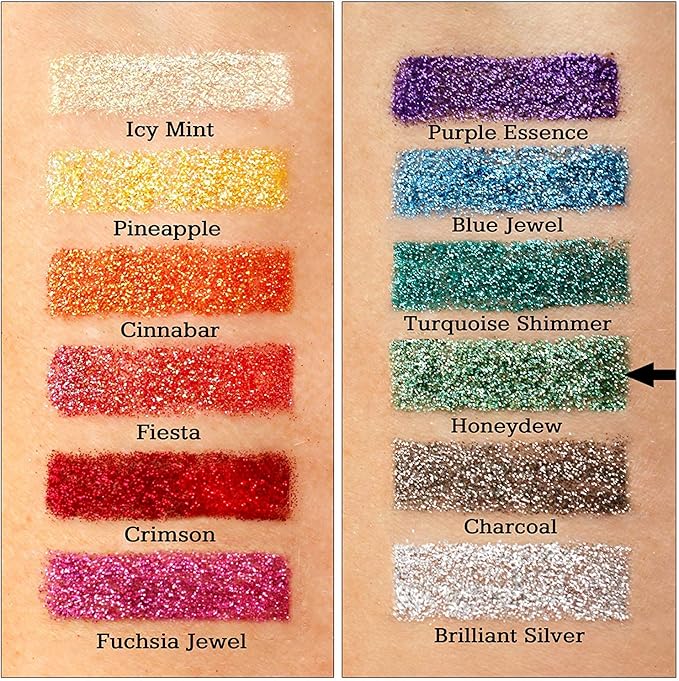 GLITTIES - Honeydew Jewel - Cosmetic Grade Fine (.008") Loose Glitter Powder Safe for Skin! Perfect for Makeup, Body Tattoos, Face, Hair, Lips, Soap, Lotion, Nail Art - (30 Gram Jar)
