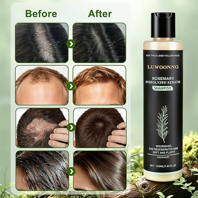 Rosemary Shampoo, Hair Growth Shampoo with Hydrolyzed Keratin, Nourishes Repairs Dry Damaged Thinning Hair, Unisex