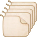 Tatuo 5 Pcs Exfoliating Face and Body Wash Cloths Towel Weave Bath Exfoliating Scrub Massage Bath Cloth for Women and Men, 10.23 x 8.66 Inch(Brown Edge)