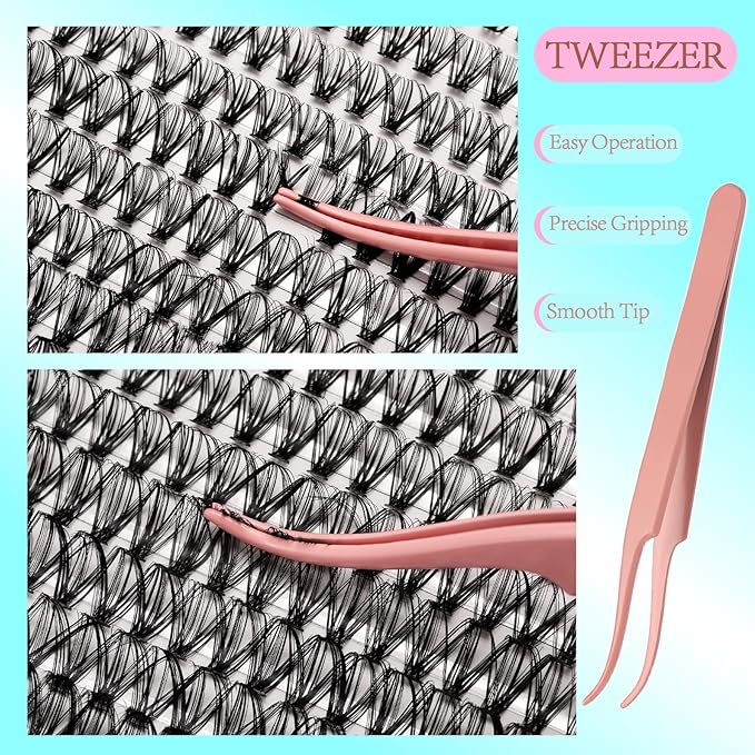 Lash Clusters Kit 280pcs, DIY Individual Eyelash Extensions with Lash Bond, Seal, Remover, Precision Tweezer, Waterproof Natural 30D Cluster Lashes 8-16mm Black, Professional Kit