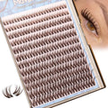 Flaunt Lash Clusters Brown Eyelash Clusters Fluffy Cluster Lashes Ultra-Dense Lash Clusters Eyelashes Extension Waterproof Individual Lashes Dark Brown Wispy CC-Curly Lash Extensions (144Pcs, 8-16MM)