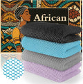 4PCS African Net Sponge - Exfoliating Bath Scrubber for Face/Body, Portable Travel Pack, Durable & Mild Exfoliation(Light Purple,Gray,Sky Blue,Black)