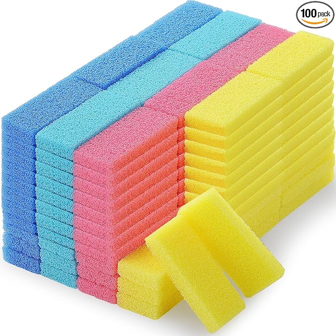 Batiyeer 100 Pcs Pumice Stone for Feet Scrubber Dead Skin Disposable Pedicure Pumice Stone Foot Shower Scrubber for Heel Cuticle Callus Remover Bath Spa(Blue, Sky Blue, Pink, Yellow)