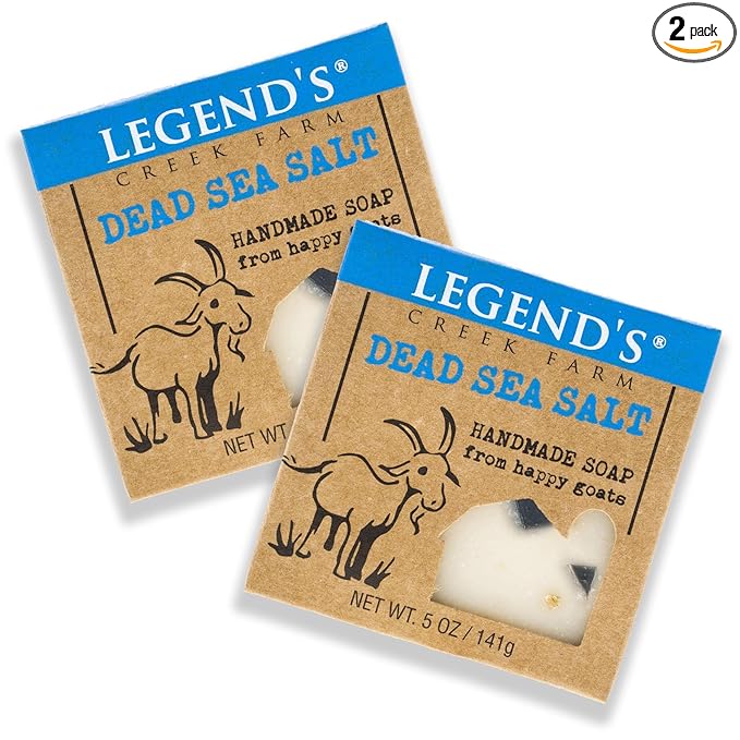 Legend's Creek Farm Goat Milk Soap - Cleansing Moisturizing Bar for Hands and Body - 5 Oz Creamy Lather, Nourishing, Gentle Natural Soap for Sensitive Skin (Dead Sea Salt, Pack of 2)